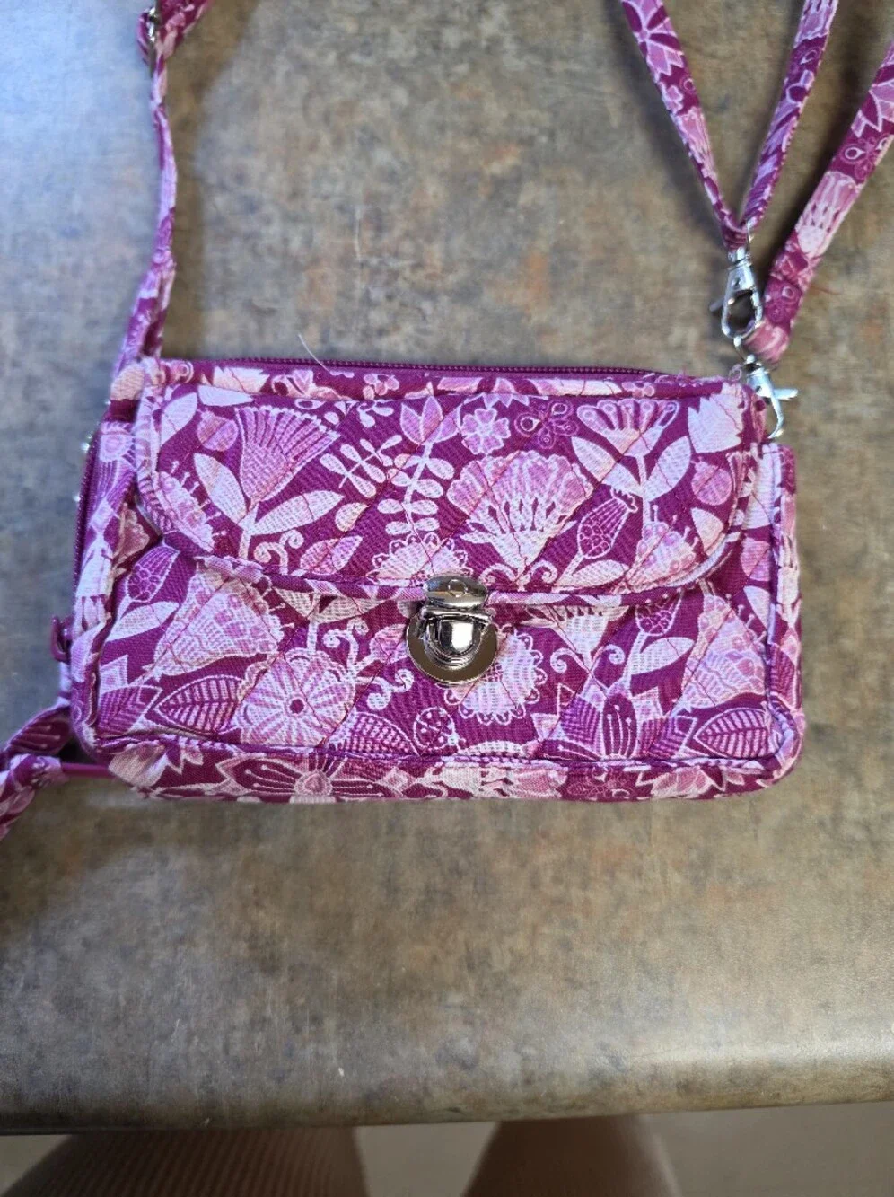 Pink Floral Crossbody Wallet Purse